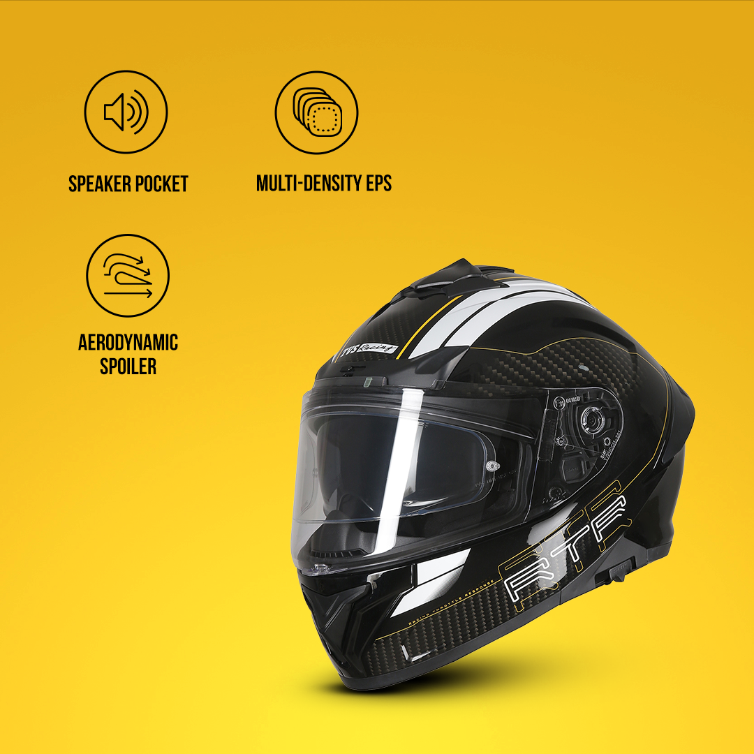 TVS Racing Hurricane Helmet Full-Face, Aerodynamic Design
